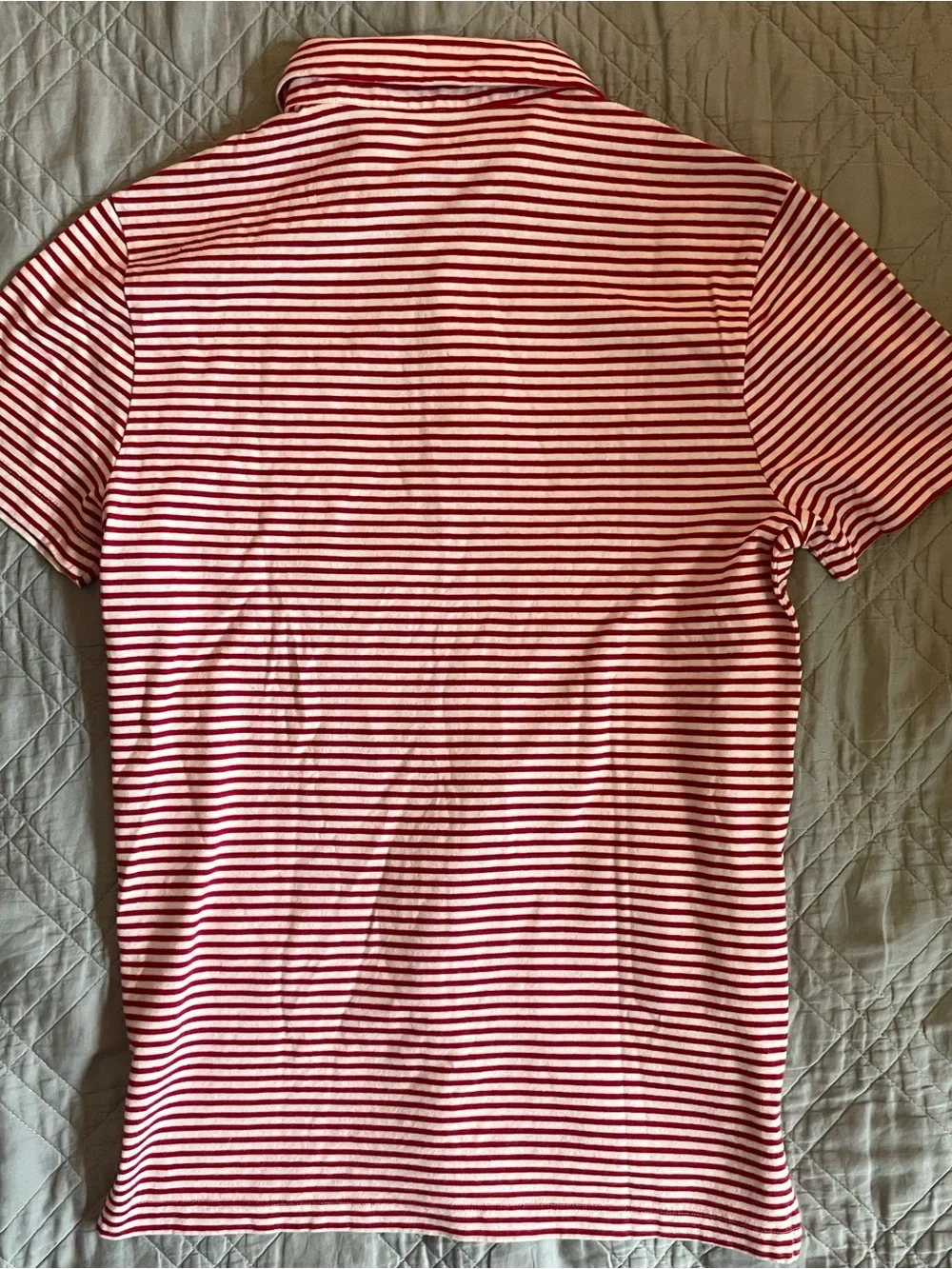 J. CREW Sueded cotton polo shirt in stripe Red Size S NWD $59.50 BW382